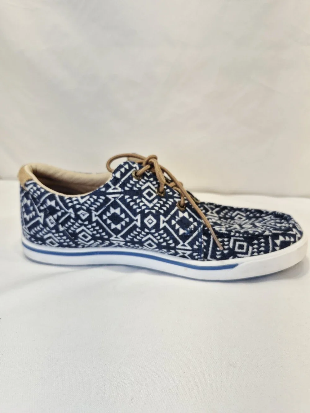 Twisted X Men's 9 Southwestern HOOey Loper Sneakers Moc Toe WHYC006 Blue White